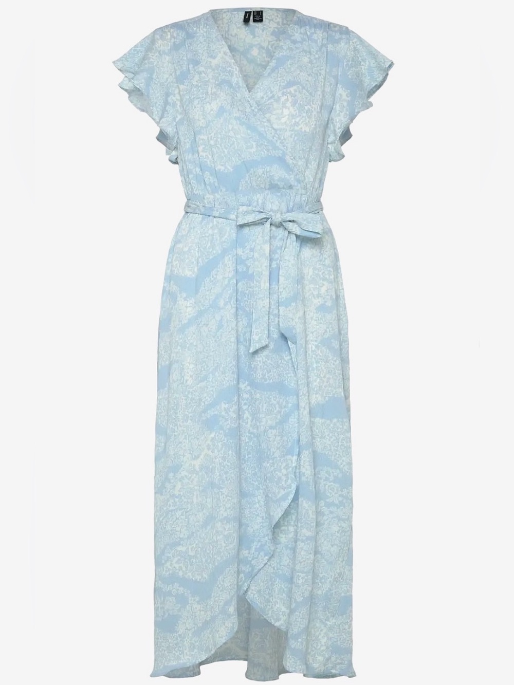 Vero Moda Powder Blue Floral Wrap Maxi Dress with Tie Waist